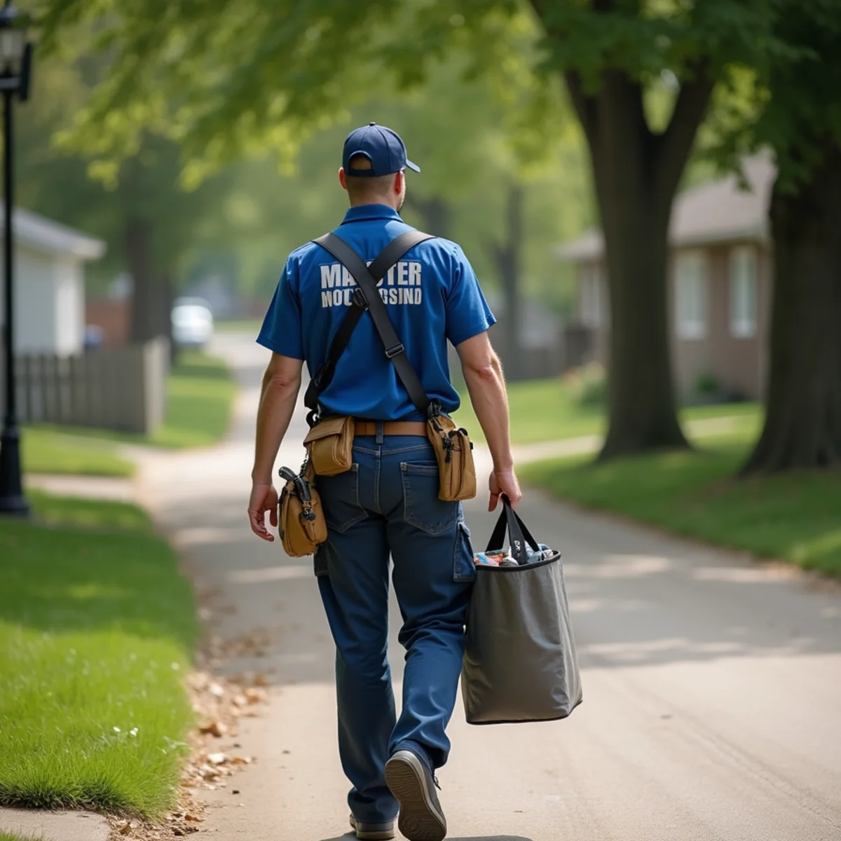 Plumbing technician servicing residential property in Adel, IA
