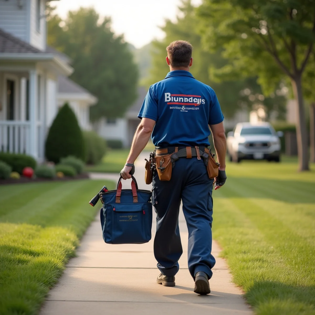 Plumbing technician servicing residential property in Cambridge, IA