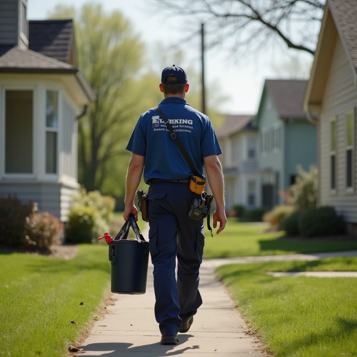 Plumbing technician servicing residential property in Cumming, IA