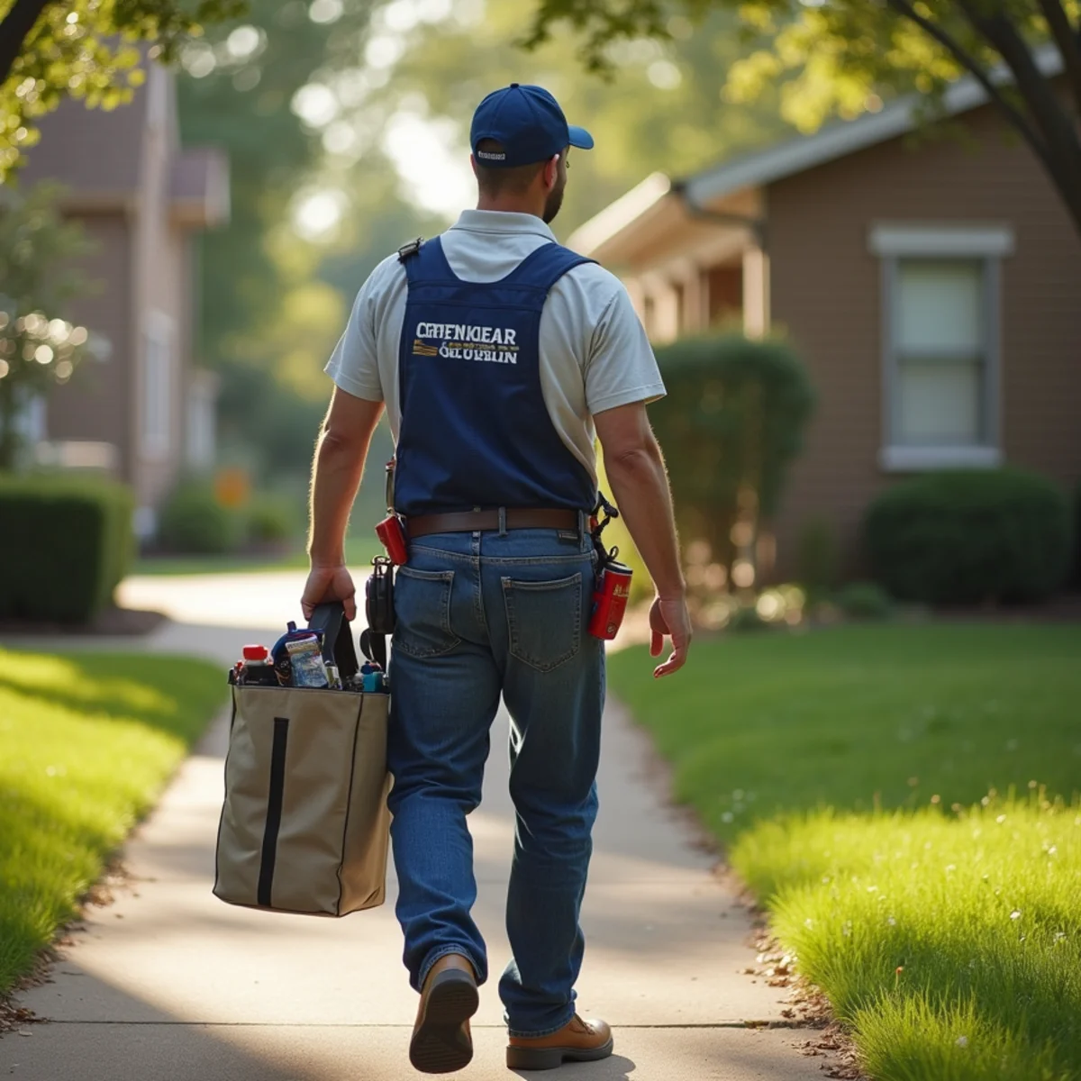 Plumbing technician servicing residential property in Gilbert, IA