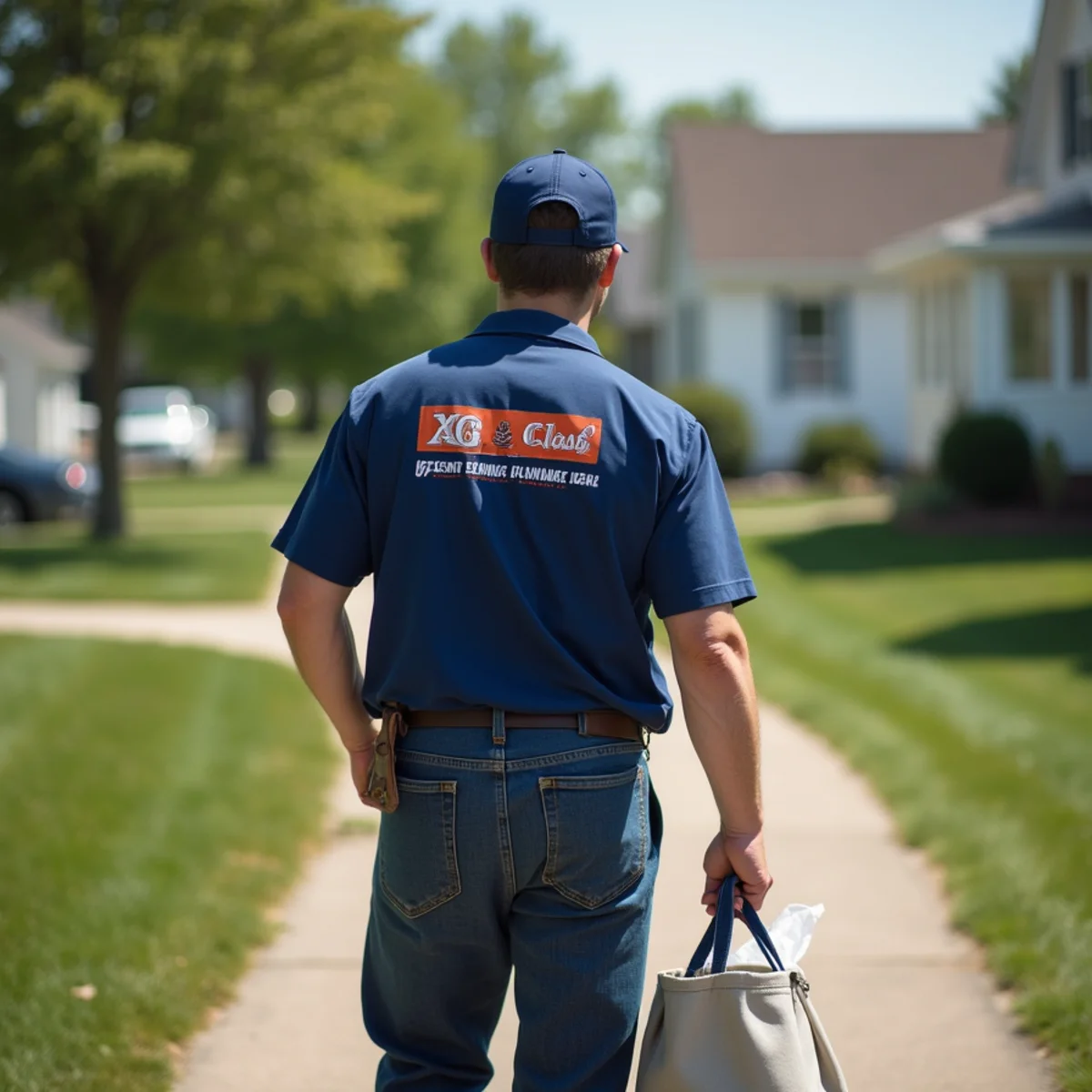 Plumbing technician servicing residential property in Van Meter, IA