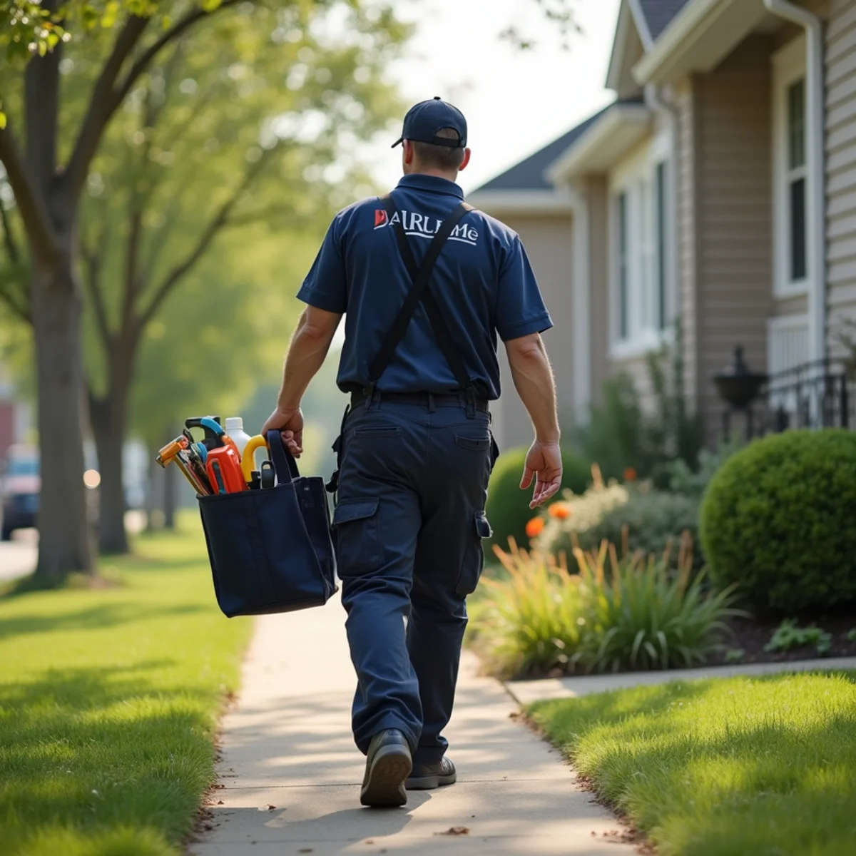 Plumbing technician servicing residential property in Waukee, IA