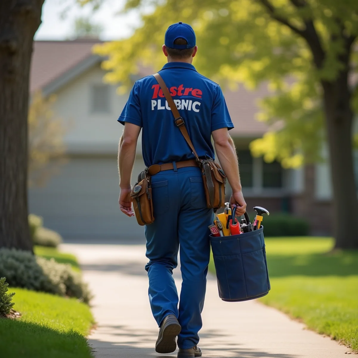 Plumbing technician servicing residential property in Windsor Heights, IA